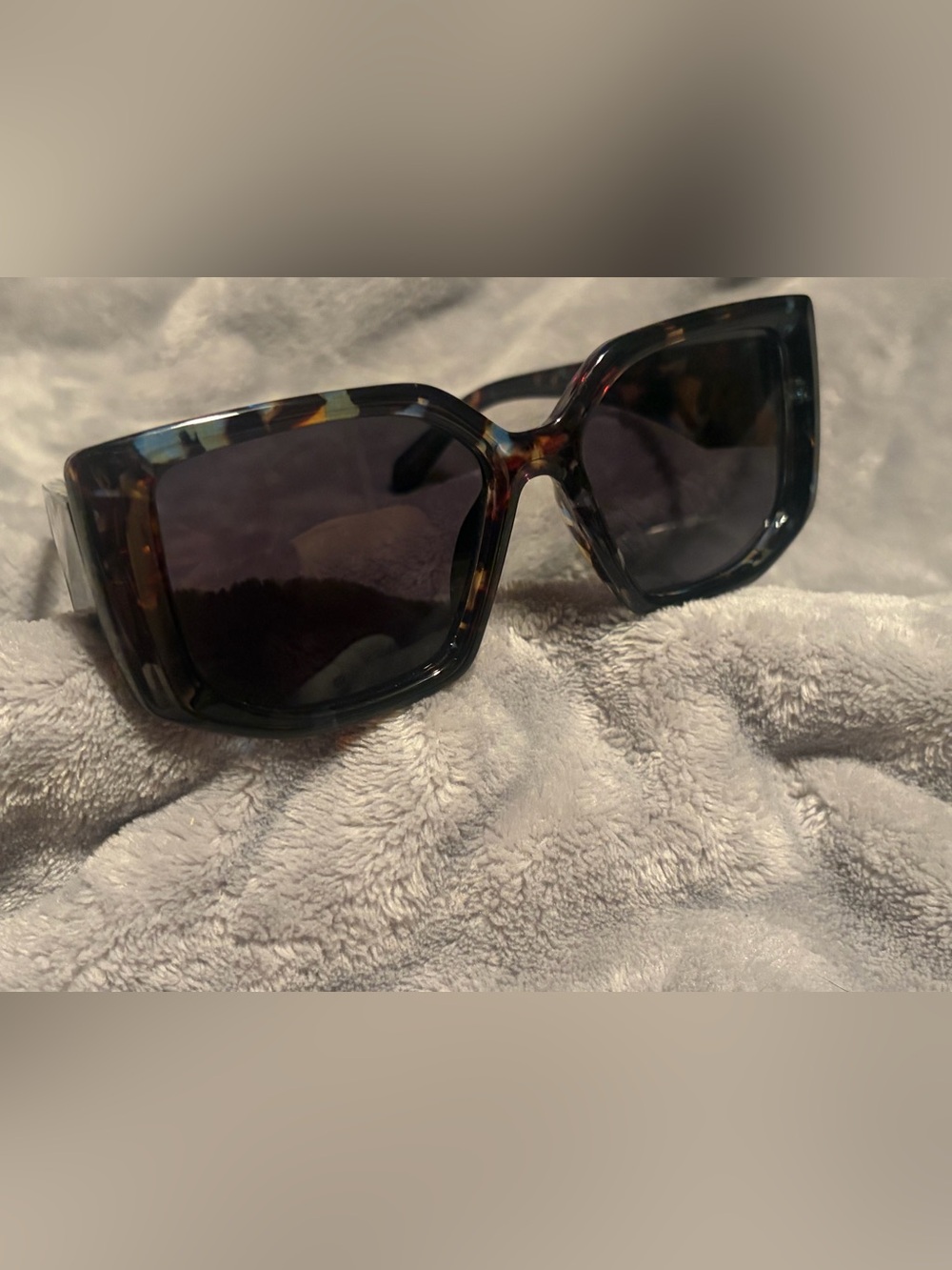 Oversized Square Sunglasses Multicolor Tortoise Chunky Butterfly Dark Lens